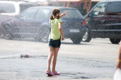 Kurtyna wodna na Targu Węglowym w Gdańsku