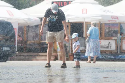 Kurtyna wodna na Targu Węglowym w Gdańsku