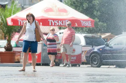 Kurtyna wodna na Targu Węglowym w Gdańsku
