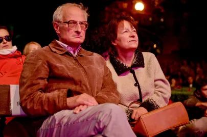 Krzysztof Meyer (kompozytor) oraz Danuta Gwizdalanka (autorka programu festiwalu)