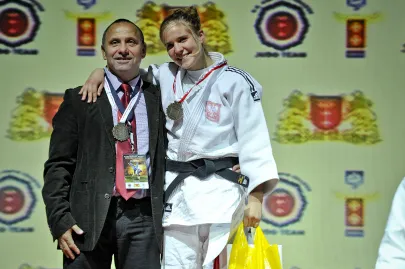 Karolina Tałach z trenerem