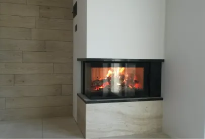 Kominek narożny z płaszczem wodnym lechma green