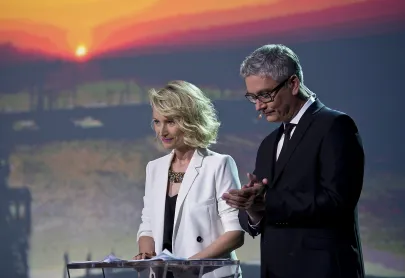 prowadzący galę dziennikarze radiowej Trójki, Agnieszka Szydłowska i Artur Orzech