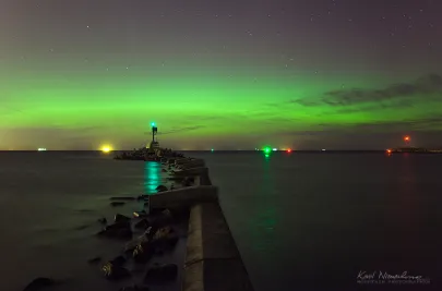 Zorza polarna nad Zatoką Gdańską