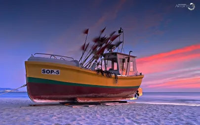 Sopocki kuter o świcie.