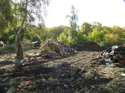 Rozbiórki przy ul. Partyzantów.