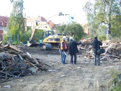 Rozbiórki przy ul. Partyzantów.