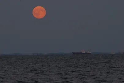 Pełnia widziana z molo w Orłowie