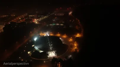 Gdynia Arena w wieczornej mgle - Aerialperspectivv