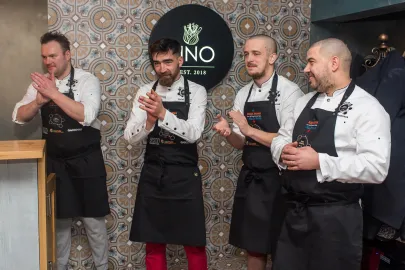 Szefowie kuchni, którzy przygotowywali kolację. Od lewej: Rafał Koziorzemski, Rafał Wałęsa, Jacek Koprowski, Paweł Dołżonek.