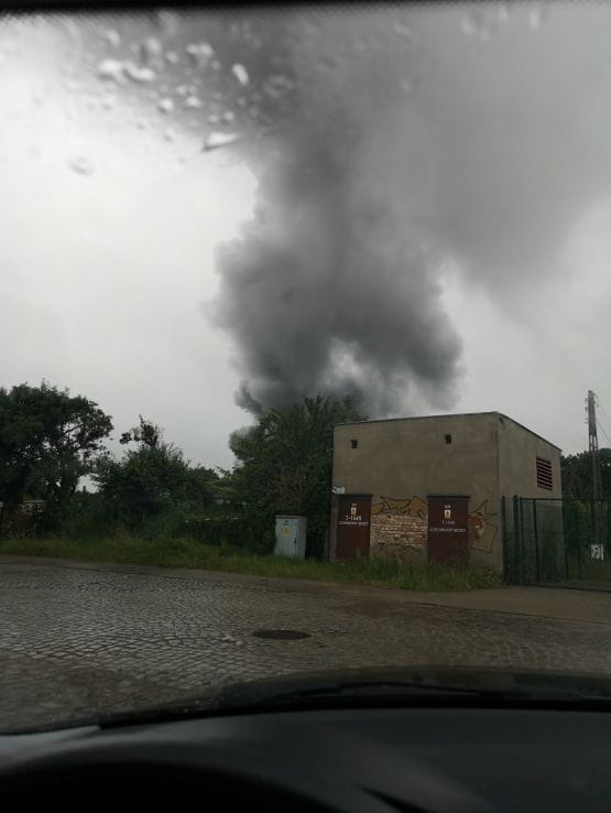 Pożar na Oruni Dolnej w Gdańsku