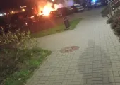 Pożar samochodu na Jeleniogórskiej w Gdańsku