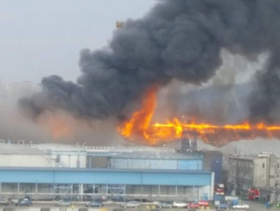 Duży pożar hali na terenie portu w Gdyni 