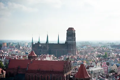 Widok z wieży Św. Katarzyny na Bazylikę Mariacką