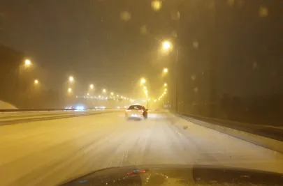 Cała obwodnica zasypana śniegiem