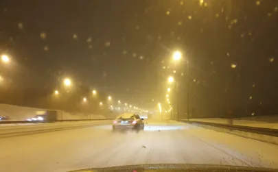 Cała obwodnica zasypana śniegiem