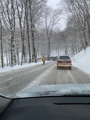 Autobus blokuje Sopocką 