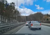 Zamknięta jezdnia Słowackiego w stronę Matarni