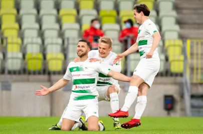 Lechia Gdańsk - Zagłębie Lubin - N/Z Łukasz Zwoliński, Jan Biegański, Conrado