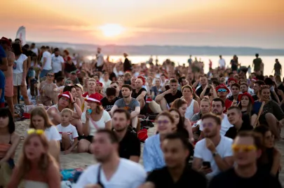 Strefa kibica podczas meczu Polska - Hiszpania na Stadionie Letnim w Gdańsku Brzeźno