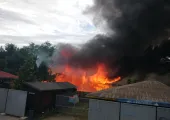 Pożar dawnego baru Rancho przy deptaku na molo w Brzeźnie
