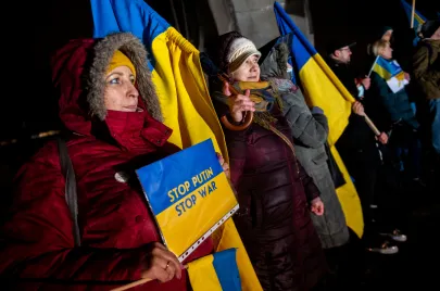 Protest przeciwko agrecji Rosji na Ukrainę w Gdańsku