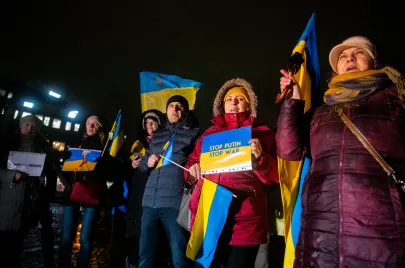 Protest przeciwko agrecji Rosji na Ukrainę w Gdańsku