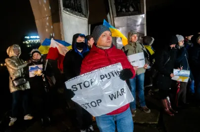 Protest przeciwko agrecji Rosji na Ukrainę w Gdańsku