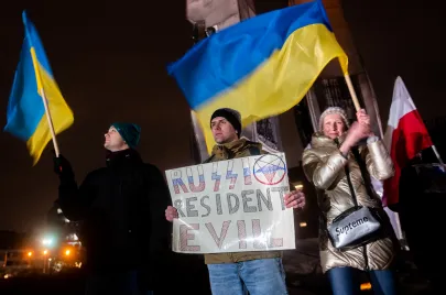 Protest przeciwko agrecji Rosji na Ukrainę w Gdańsku