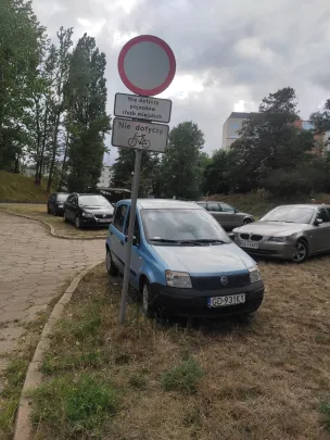 Zaparkował na trawie