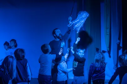 Próba generalna spektaklu "Przypływ" w Teatrze Miniatura w Gdańsku