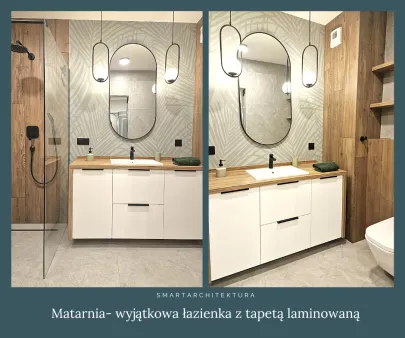 Łazienka z tapetą 