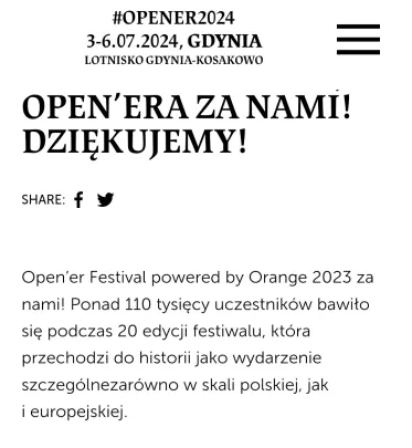 Frekwencja na Openerze 110 tysięcy osób