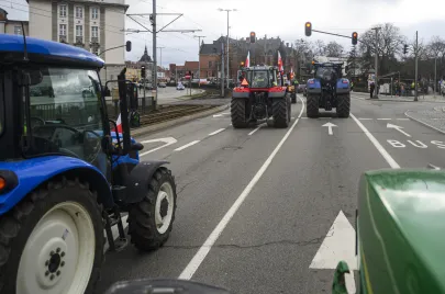 Protest rolników na ulicach Gdańska