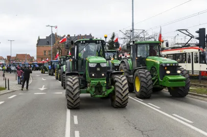Protest rolników na ulicach Gdańska