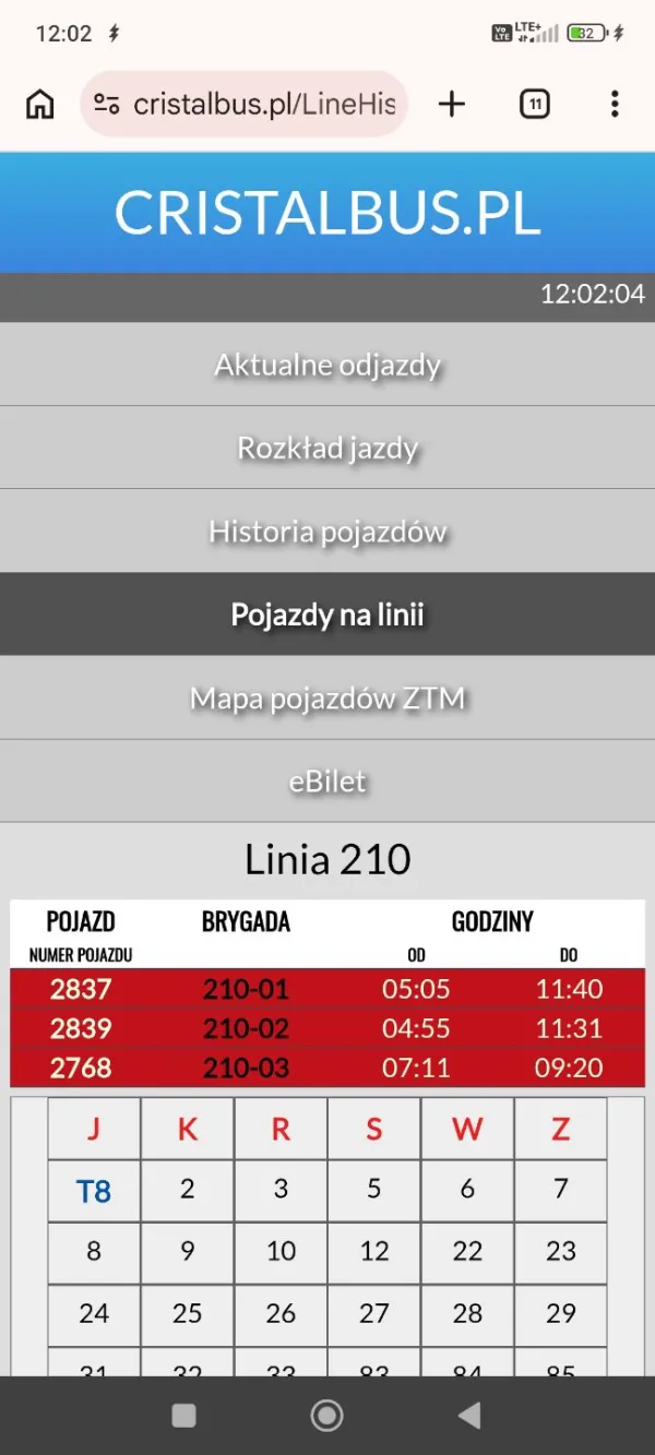 Autobusy krótkie na 210
