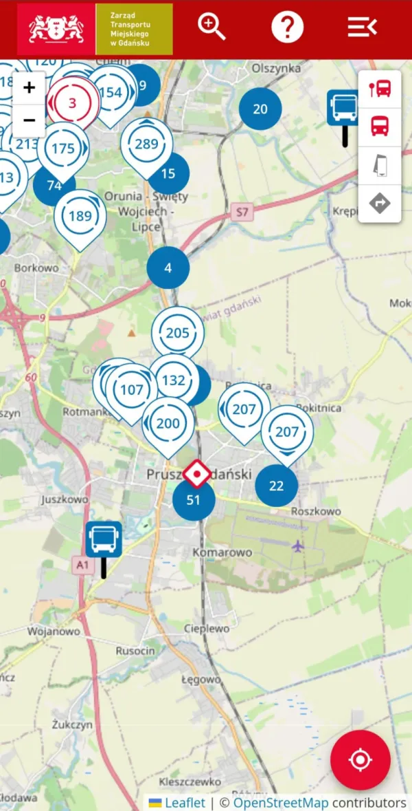 Pruszcz Gdański opóżnienia autobusów między 30 a 60 min