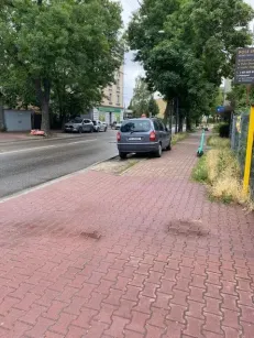 są miejsca parkingowe po drugiej stronie ulicy, ale i tak zieleń i chodnik trzeba zająć dziękuję