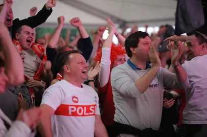 sopocka strefa kibica - radość po zdobyciu pierwszej bramki przez Polską drużynę