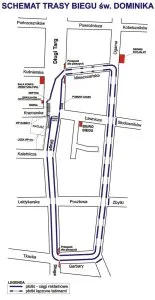 Schemat trasy biegu św. Dominika