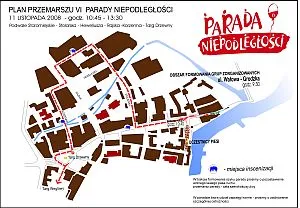 Trasa Parady Niepodległości, która przejdzie ulicami historycznego śródmieścia Gdańska w dniu 11 listopada.