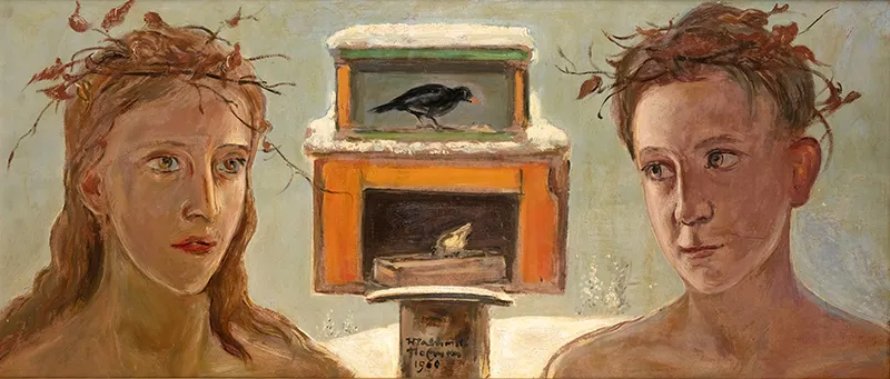 Poz. 31 wlastimil Hofman - Dzieci przy karmniku dla ptaków, 1960 r.