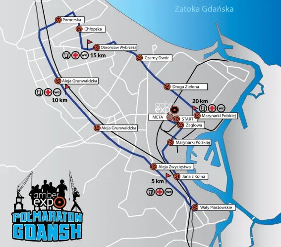 AmberExpo Półmaraton Gdańsk - trasa