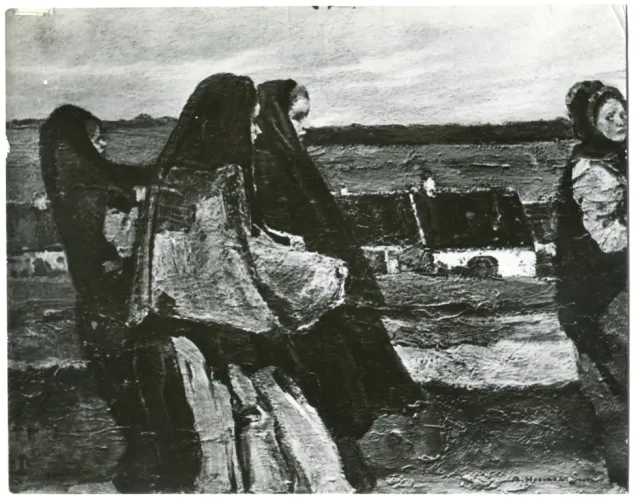 Adolf Hölzel, Sztormowa pogoda z trzema kobietami, olej na płótnie, 103 x 132 cm
Kupiony od pani Heidfeld w sierpniu 1912 roku, obecnie zaginiony
