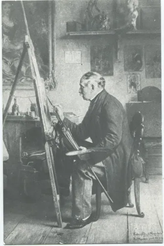 Paul Friedrich Meyerheim, Portret ojca malarza Friedricha Eduarda Meyerheima siedzącego przy sztalugach, 1877
