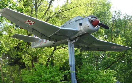 Samolot TS-8 Bies, najbardziej rozpoznawalny pomnik Babich Dołów