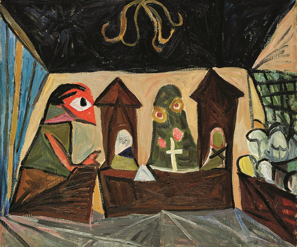 Wojciech Fangor, Proces, 1949, olej na płótnie, 74 × 90 cm, kolekcja prywatna 