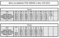 Rozkład jazdy SKM z Gdańska Głównego na stadion PGE Arena w Letnicy.