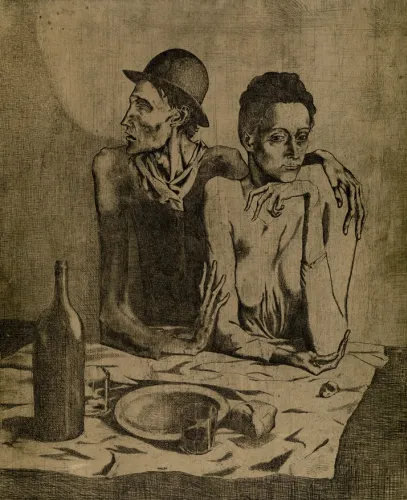 Pablo Picasso, Skromny posiłek - Le Repas frugal (z serii La Suite des Saltimbanque)
