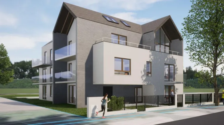 Trzykondygnacyjny budynek dzięki stonowanej architekturze wpisze się w zielone otoczenie przy ul. Tęczowej. 